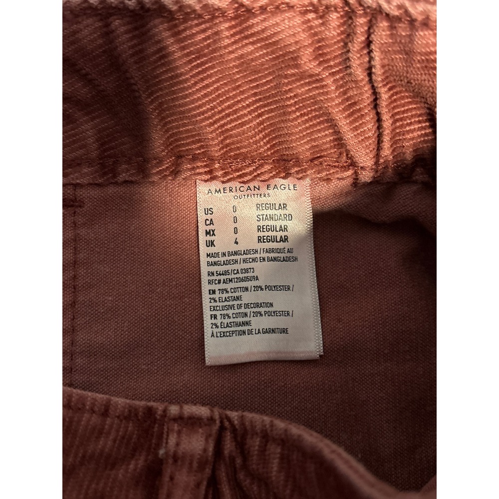 American Eagle Corduroy Mini Skirt Womens Burgandy Super Stretch Utility Pocket - Picture 4 of 4